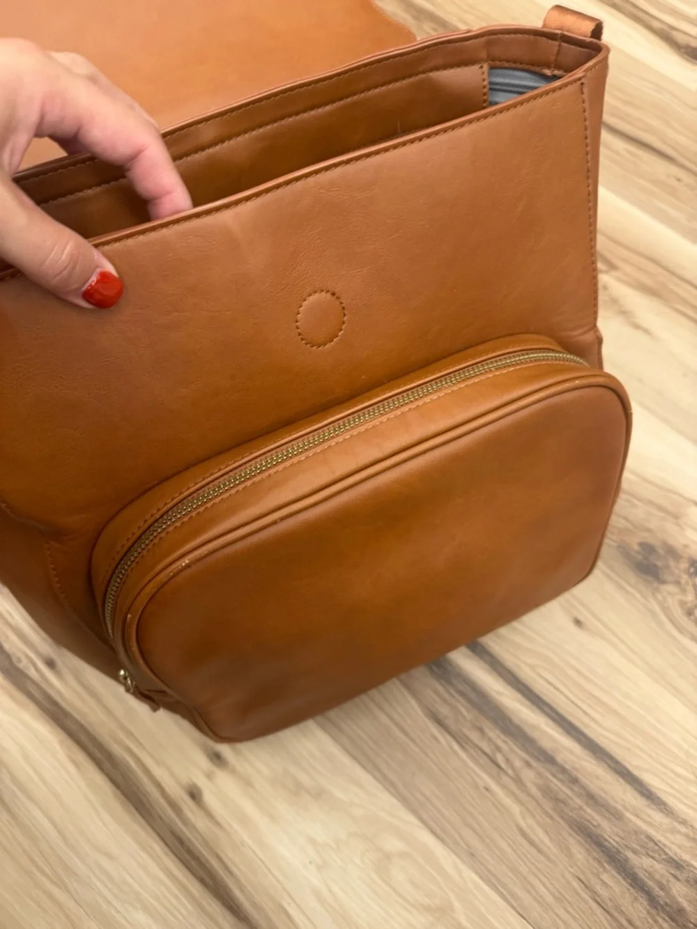 JJ Cole Brown Leather Crossbody Diaper Bag
